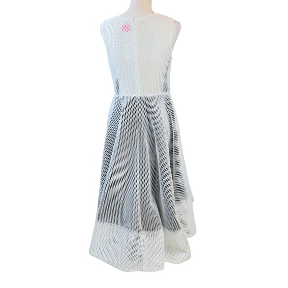 #A331  FT INC White 3D Mesh Fit & Flare Midi Hi-Lo Dress Sleeveless (Free Size) - Picture 2 of 6